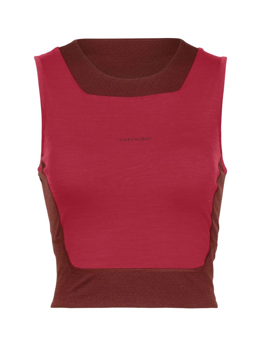 Cherry / Espresso Icebreaker ZoneKnit™ Merino Cropped Bra-Tank Women's T Shirts | AU 1573EBCX